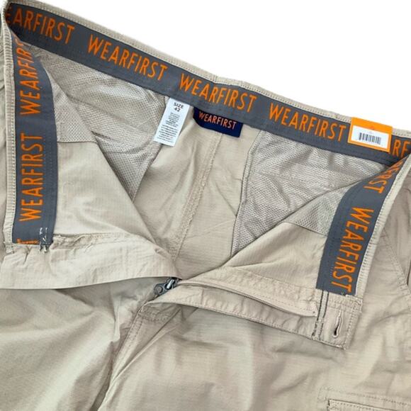 WearFirst Men’s Cargo Shorts Khaki Tan Size 42 NWT - Picture 5 of 7